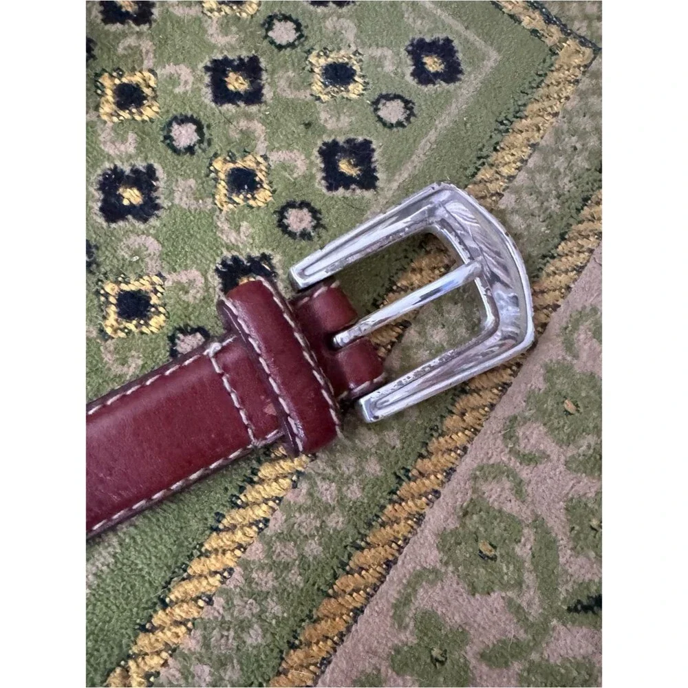 Fossil Austin Belt concho vintage brown leather silver buckle western size 36”